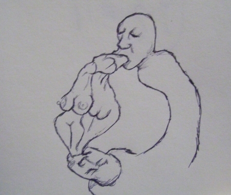 Regurgitate 8.5x10 Inch pen sketch