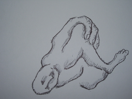 DOWN BUT NOT OUT 9X12 INK SKETCH 2014