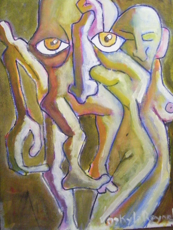 CAMELEON 11X14 INCH ORIGINAL EXPRESSIONISTIC ACRYLIC ARTWORK 2007