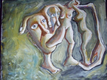 FOOT IN MOUTH DISEASE 16X20 INCH ORIGINAL MODERN ACRYLIC ARTWORK 2007