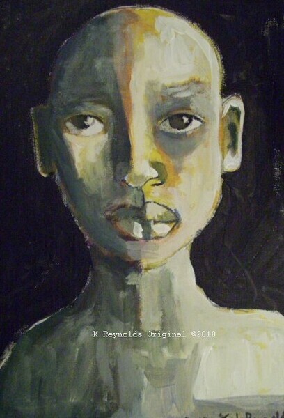 expressionistic medium sized acrylic portrait painted by schizophrenic artist kyle reynolds