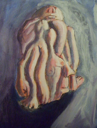 IMMERSED 11X14 ORIGINAL EXPRESSIVE AND PRIMITIVE ACRYLIC ARTWORK 2009