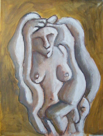 EMBODY 11X14 INCH ORIGINAL EXPRESSIVE AND PRIMITIVE ACRYLIC ARTWORK 2008