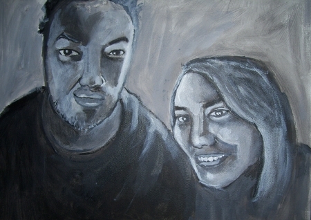 LOVE BIRDS 11X14 INCHES ACRYLIC ON CANVAS 2016