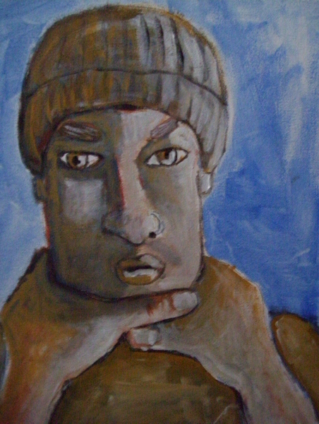 self portrait acrylic painting by schizophrenic artist kyle reynolds