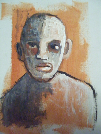 RAW 8X10 INCH ORIGINAL EXPRESSIVE PRIMITIVE ACRYLIC ARTWORK 2009