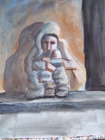SOCIETIES FORGOTTEN 11X14 INCH ORIGINAL EXPRESSIVE MODERN ACRYLIC ARTWORK 2007
