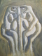 THE LOOKOUT 16X20 INCH ORIGINAL EXPRESSIVE PRIMITIVE ACRYLIC ARTWORK 2008