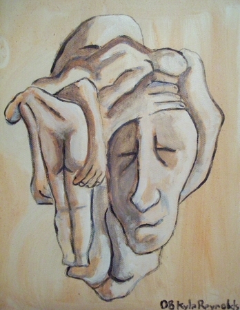 THE SAD CLOWN 11X14 INCH ORIGINAL EXPRESSIVE AND MODERN ACRYLIC ARTWORK 2008